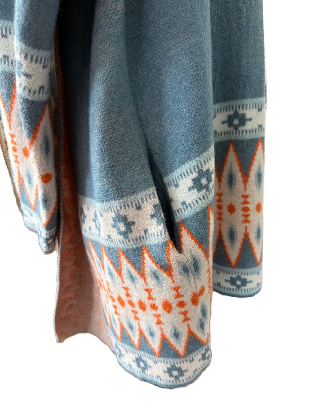 Aztec Print Open Front Cardigan | Orange Blue White | Womens XL - Picture 8 of 13